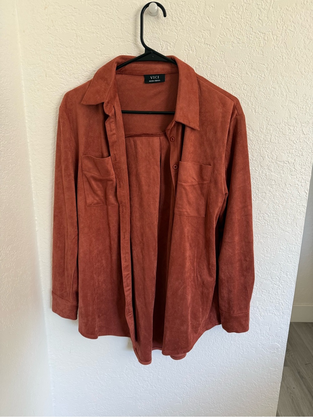 VICI Suede-Look Rust Button Shirt Jacket